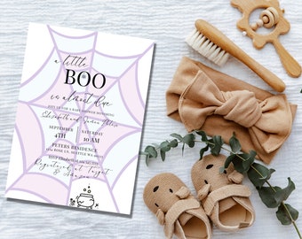 Spider Web Baby Shower, A Little Boo Baby Shower Invitation, Halloween Baby Shower Invite, Gender Neutral Halloween Baby Shower Invite