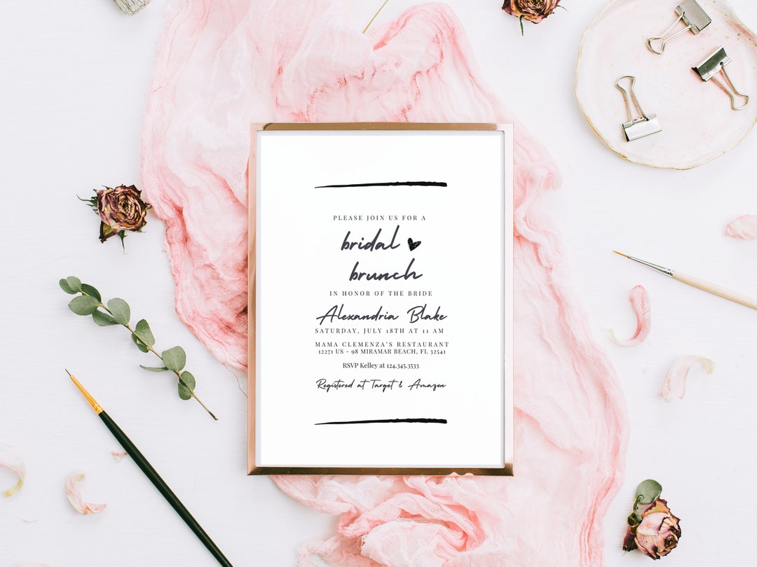 Minimalist Bridal Brunch Shower Invitation Classic Black & White Theme