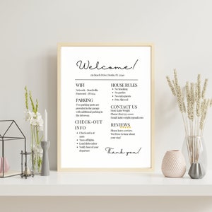 Welcome Sign for Airbnb/VRBO, Vacation Rental Printable, Things to Know, Guest Arrival Poster, Template for Airbnb/VRBO, Short Term Rental