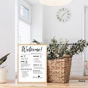 Short-Term Rental Welcome Sign Template - Editable Welcome Sign Template For Airbnb/VRBO, House Rules Poster, Wifi Sign | Digital Download