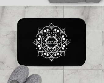 Tappetino da bagno rettangolare Maison Boho Mandala – Decorazione bagno Zen, tappeto da bagno in microfibra antiscivolo, Boho Spa