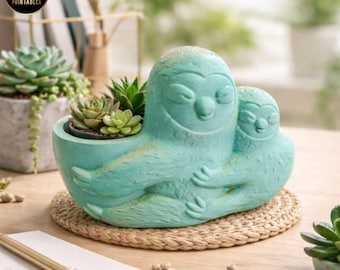 Sloth Planter STL Sloth Pen Holder Cute Animal Plant Pot Desk Organizer STL Baby Sloth Pot 3D Print File