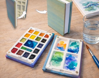 Magnetic Book-Style Paint Palette STL | Portable Watercolour | Travel Artist | 3D Printable Paint Tray