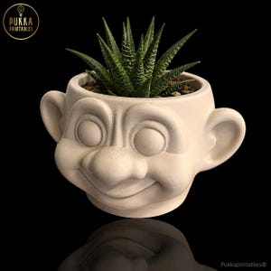 Maceta con forma de cabeza de troll (archivo STL), maceta estilo años 90, portalápices para suculentas (descarga digital).