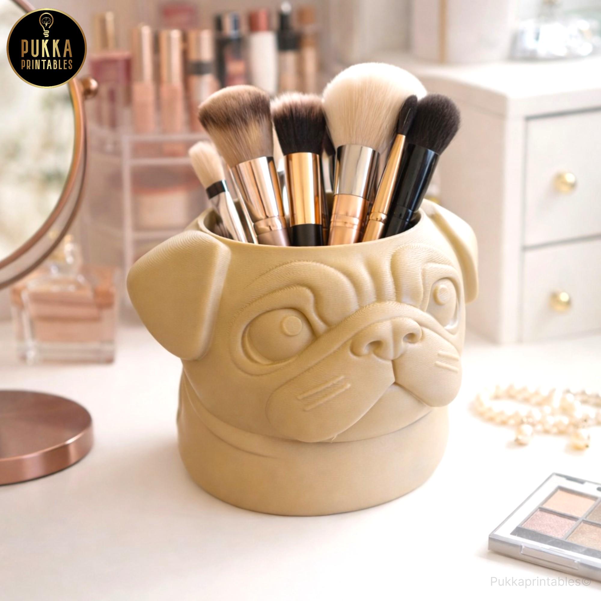 Pug Pot Pug Planter STL Dog Head Plant Pot Cute Pug Pen Holder 3D Print File ...