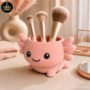 Axolotl Planter STL: Kawaii Desk Organizer 3D Print File (Digital Download)