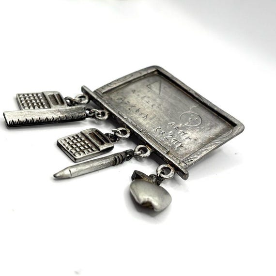 Silver Math Teacher Brooch with Charms View 2