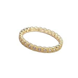 Womens 18k Gold sterling silver CZ eternity band ring size 9