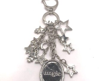 Silver Star Charm Keychain Key Holder Car Accessory