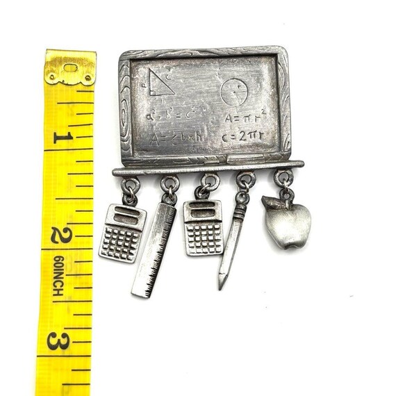 Silver Math Teacher Brooch with Charms View 6