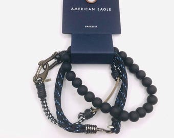 American Eagle Black and Blue Bracelet Set