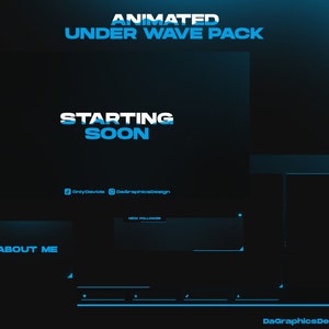 Animated Under Wave Pack | Stream Pack | Black | Blue | Screen | Transition | Panels | Alerts | Custom Name | OBS | StreamElements