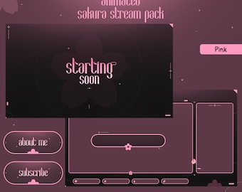 Animated Sakura Stream Pack Pink | Twitch Pack | Panels | Alerts | Screens | Transition | Sakura | Instant Download | OBS | StreamElements