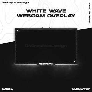 Sobreposição de Webcam Onda Branca Animada Minimalista | Borda de Webcam Neon Limpa para Twitch | Nome Personalizado OBS StreamElements