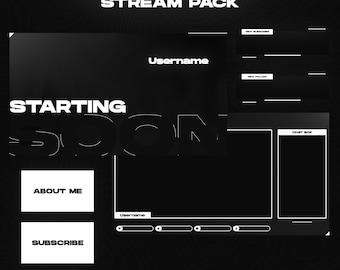 Minimal Twitch Overlay Pack Animated Clean Stream | Screens Panels Alerts Transition Webcam Overlay | Custom Name OBS StreamElements