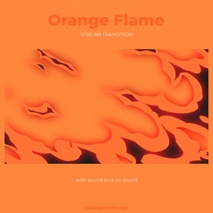 Op de afbeelding: Oranje vlammenstroomovergang met een gelaagd papierontwerp. De tekst "with sound and no sound" staat onderaan de afbeelding.