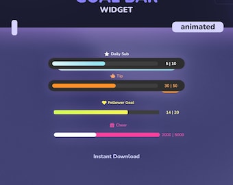 Goal Bar Widget Gradient | For Twitch | Customizable Widget | Animated Gradient | OBS | SLOBS | StreamElements