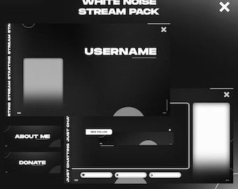 Animated Twitch Overlay Pack White Noise | Stream Screens Panels Alerts Transition | Custom Name OBS StreamElements