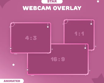 Star Webcam Overlay Pink | 3 Cute Border for Twitch, YouTube | Pink | Gradient | Instant Download | OBS | StreamElements