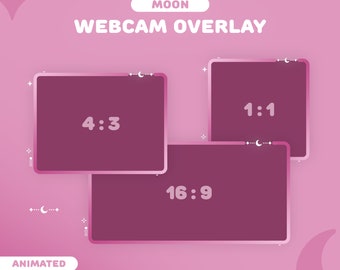 Moon Webcam Overlay Pink | 3 Cute Border for Twitch, YouTube | Pastel | Grandiet | Instant Download | OBS | StreamElements