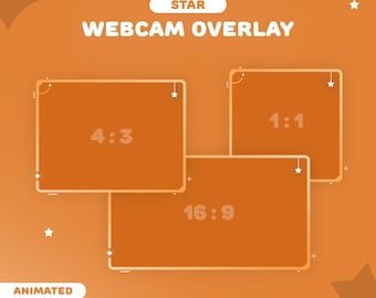 Star Webcam Overlay Orange | 3 Cute Border for Twitch, YouTube | Orange | Gradient | Instant Download | OBS | StreamElements