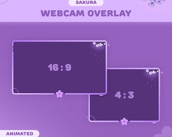 Sakura Webcam Overlays Purple | 2 Cute Border for Twitch, YouTube | Purple | Instant Download | OBS | StreamElements