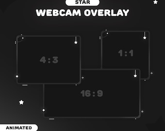 Star Webcam Overlay Dark | 3 Cute Border for Twitch, YouTube | Gradient | Instant Download | OBS | StreamElements