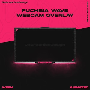 Fuchsia Wave Webcam Overlay Animated Minimal | Twitch Webcam Border Neon Clean | Custom Name OBS StreamElements