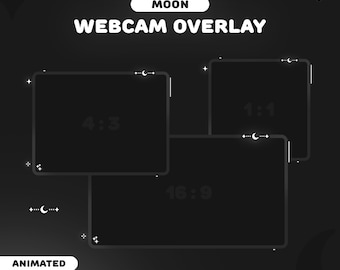 Moon Webcam Overlay Animated Dark Aesthetic | 3 Twitch Webcam Borders Cute | OBS StreamElements | Instant Download