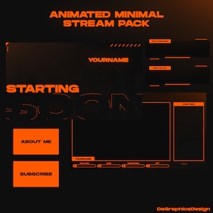 Minimalt Twitch Overlay Pack Animerad Ren Stream | Skärmar Paneler Aviseringar Övergång Webcam Overlay | Anpassat namn OBS StreamElements