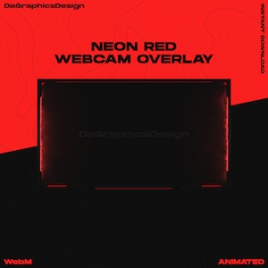 Neon Red Webcam Overlay | Red | For Twitch - Youtube | Neon Overlay | Neon | Instant Download | OBS | StreamElements