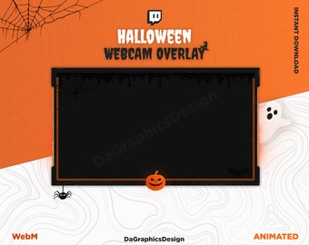 Animated Halloween Webcam Overlay | Orange | For Twitch - Youtube | Neon Overlay | Neon | Instant Download