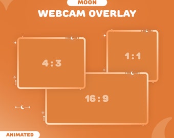 Moon Webcam Overlay Orange | 3 Cute Border for Twitch, YouTube | Instant Download | OBS | StreamElements