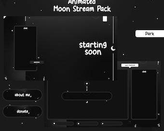 Animated Moon Stream Pack | Twitch Pack | Panels | Alerts | Screens | Transition | Instant Download | OBS | StreamElements