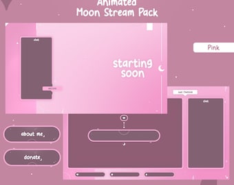 Animated Moon Stream Pack Pink | Twitch Pack | Panels | Alerts | Screens | Transition | Pink | Instant Download | OBS | StreamElements