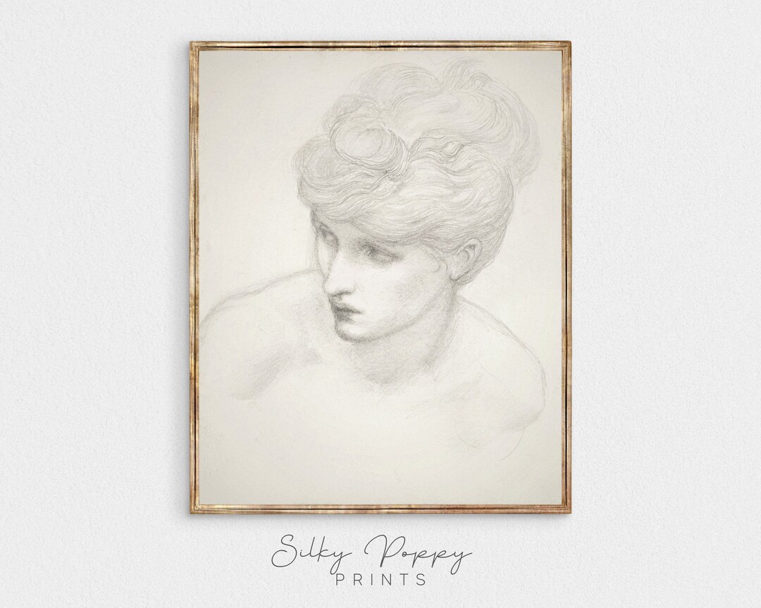 Antique Yellow Woman Sketch, Framed main image 1