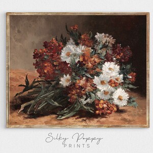 Vintage Daisies Oil Painting | Rustic Daisies PRINTABLE | Vintage Still Life With Daisies Print | Still Life Floral Print | Daisies Bouquet