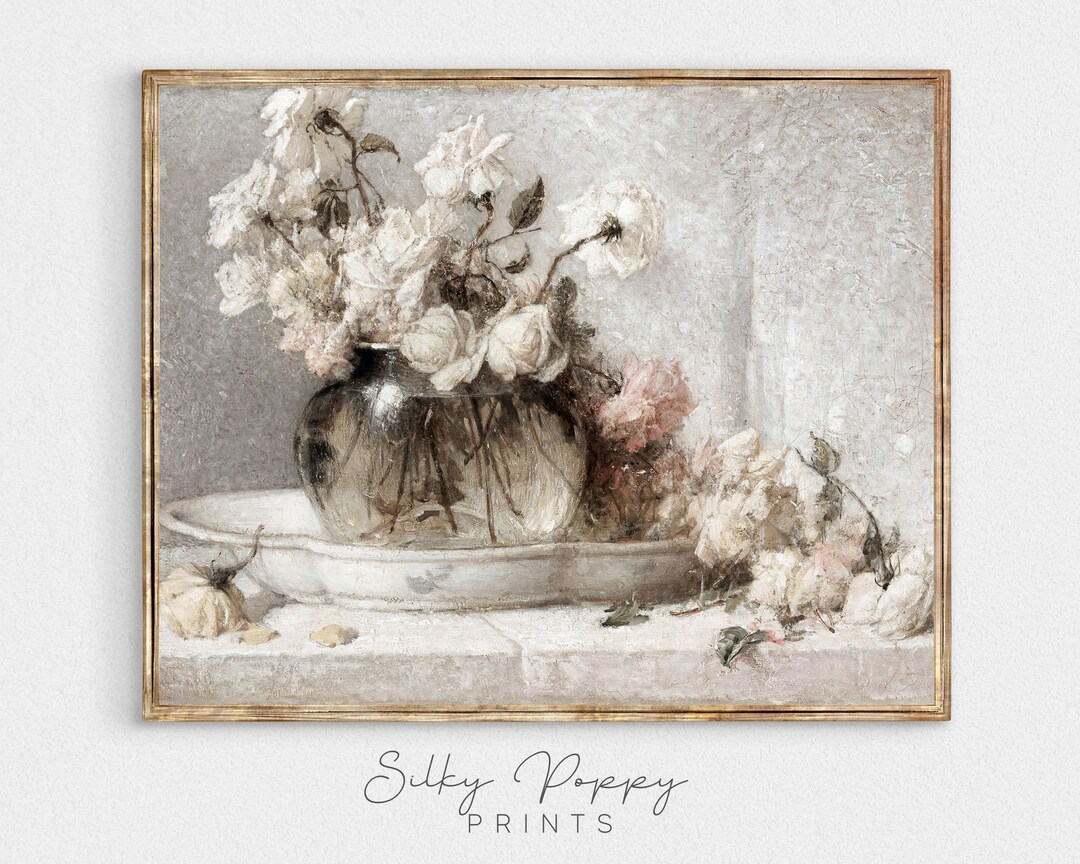 Vintage Roses Still Life Painting | Antique Still Life Floral Print ...