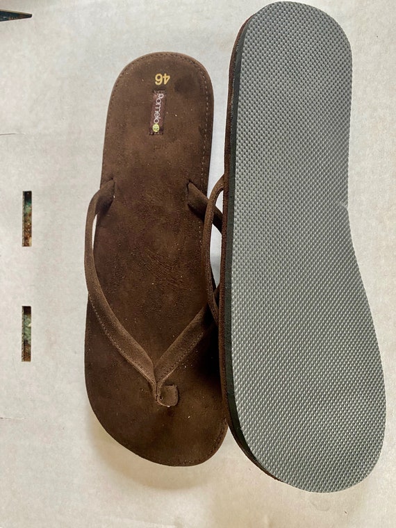 Men's Leather Suede Flip Flops in Brown Sizes UK7-12 - Etsy