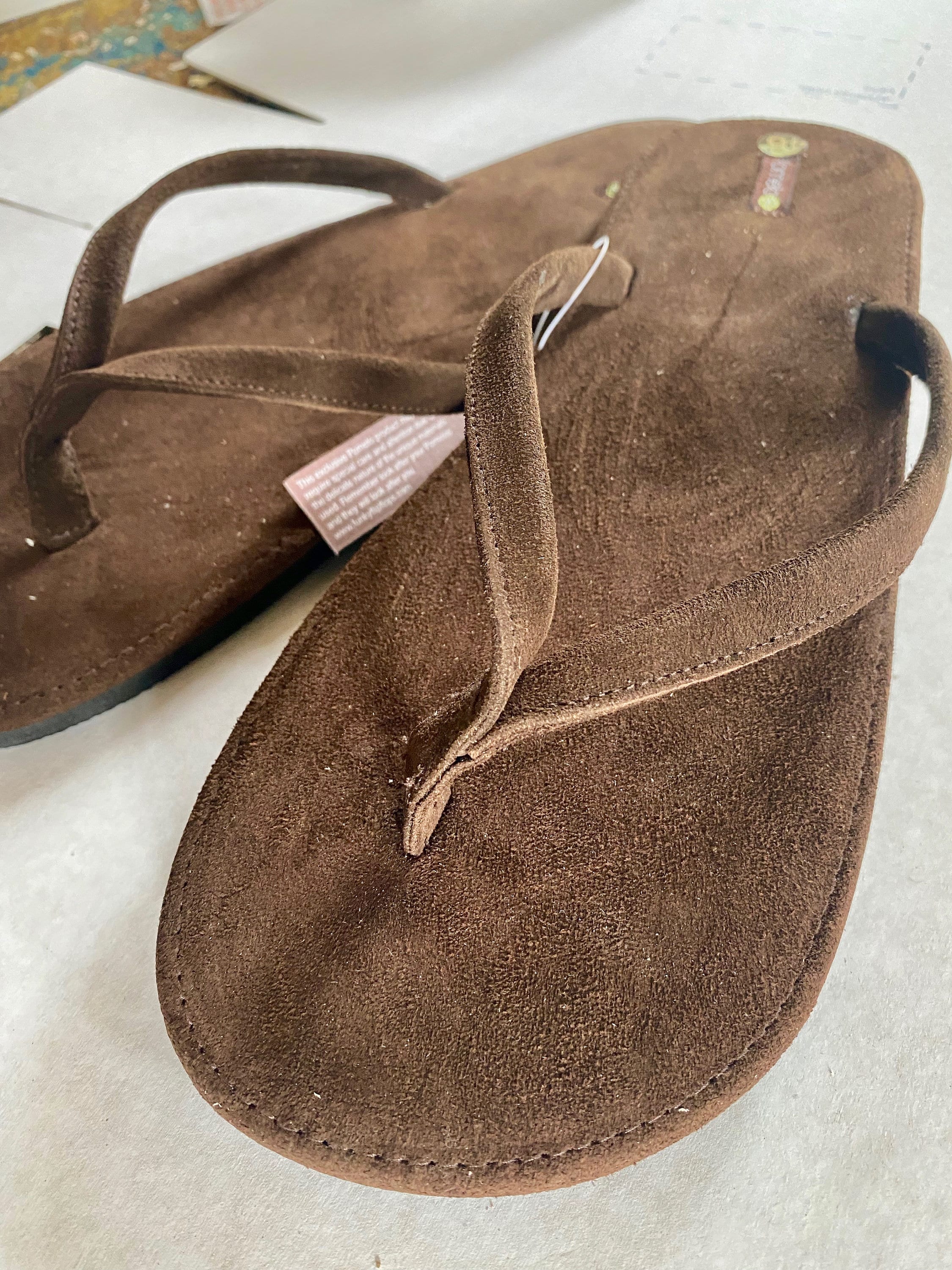 Handmade Brown Leather Thong Sandals for Men 592 U Moro
