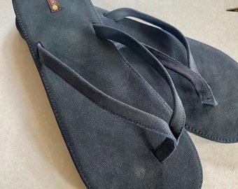 Men's Leather Suede Flip flops in Blue Sizes UK7-12