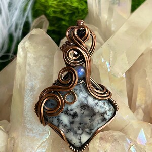 Dendritic Agate Pendant wire wrapped in Copper