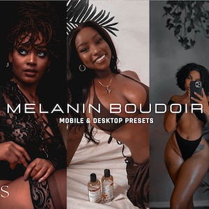 10 Melanin Boudoir Presets / Mobile & Desktop / Lingerie / Blogger / Black Tones / Moody / Dark Tones / Model / Fashion