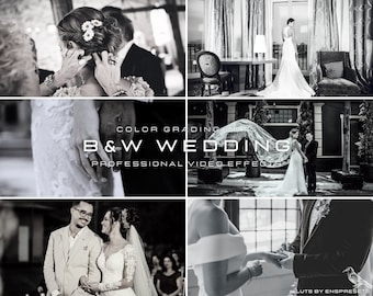15 B&W Wedding  LUTs for Color Grading Video and Photo for Mobile and Desktop / For Other Video Editing Apps