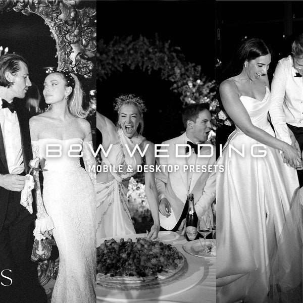 10 BW Wedding Lightroom Presets / Mobile & Desktop / Instagram / Blogger / Black Tones / Wedding Photography / Vsco / Marriage / Bridal