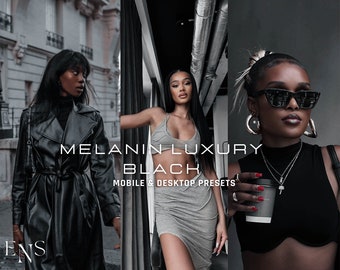 10 Melanin Luxury Black Presets / Mobile & Desktop / Melanin / Noir / Black Tones / Moody / Dark Tones / Street / Fashion