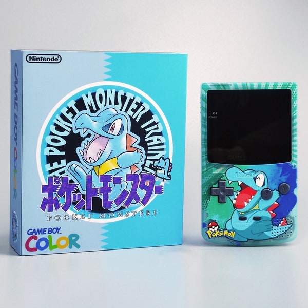 Custom Nintendo Gameboy Color Console - Totodile Edition - IPS3 Backlight Display - IPS V2 Backlight Modded - Box Included