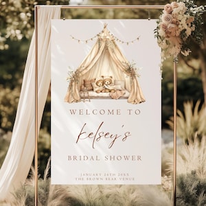 Teddy Bear Baby Shower Welcome Sign Template We Can Bearly Wait Baby Shower Sign Gender Neutral Bear Welcome Poster