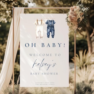 Oh Boy Baby Shower Welcome Sign Boy Baby Shower Welcome Poster Blue Baby Shower Sign Printable Welcome Poster Instant Download