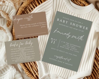 Oh Baby Sage Baby Shower Invitation, Gender Neutral Baby Shower, Oh Baby Invite, Modern Sage green Baby Shower, Sage Green Baby Shower